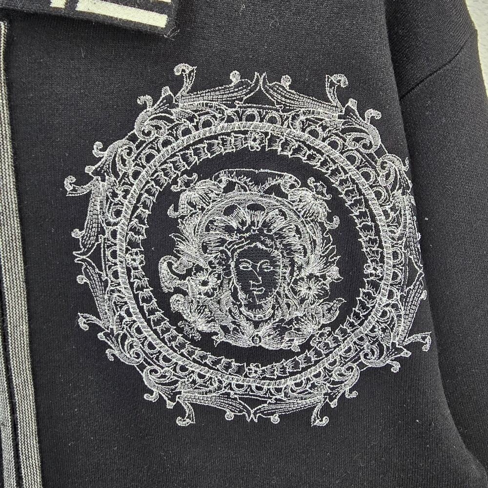 Vintage Royal Prestige Full Zip Jacket Large Black Embroidered Medusa Greek Key - Picture 3 of 16